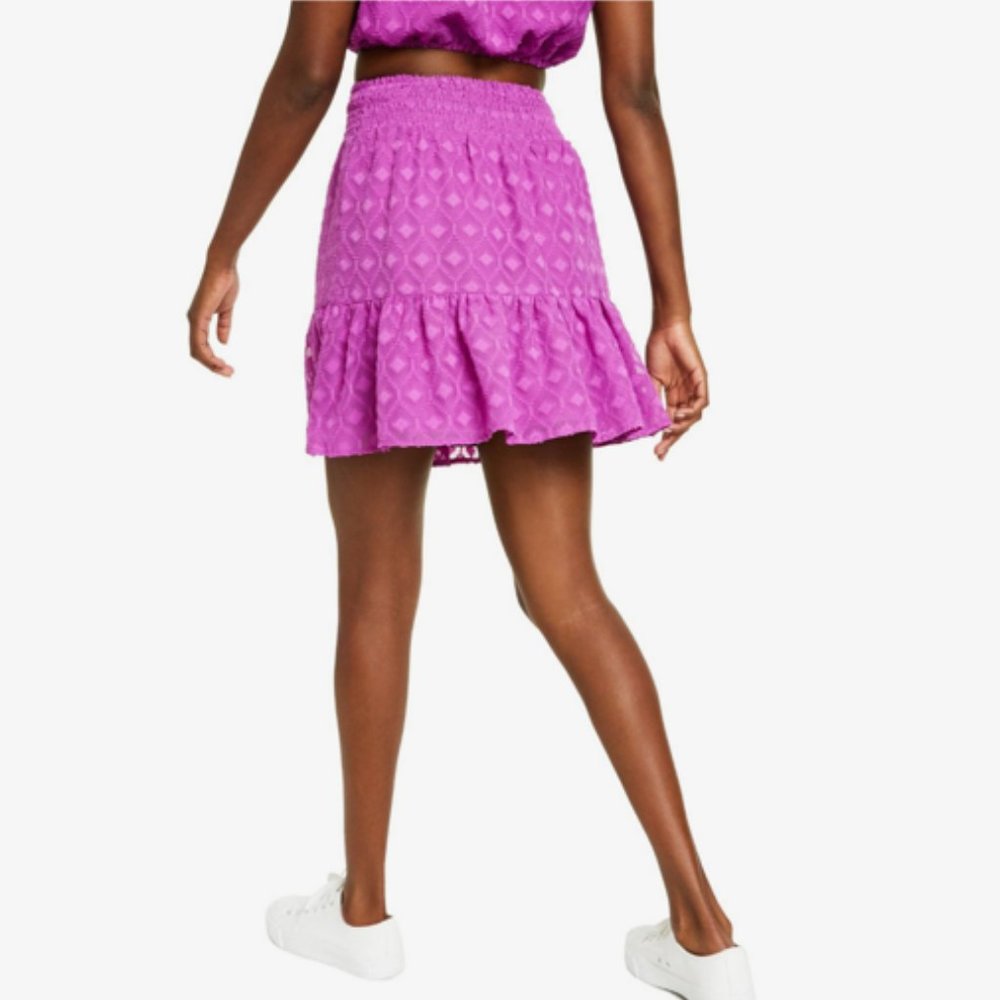 Bar III Cute Mini Pleated Skirt XL Elastic Stretch Waist MSRP: $60 Purple Lined
